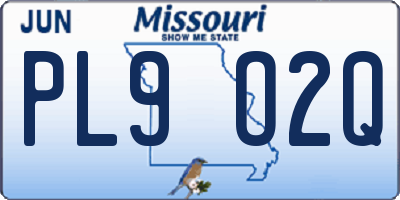 MO license plate PL9O2Q