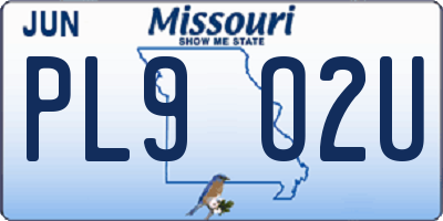 MO license plate PL9O2U