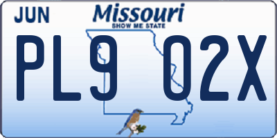 MO license plate PL9O2X