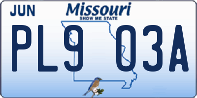 MO license plate PL9O3A