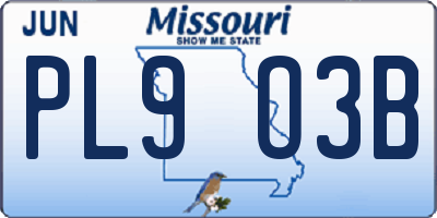 MO license plate PL9O3B