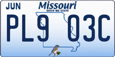 MO license plate PL9O3C