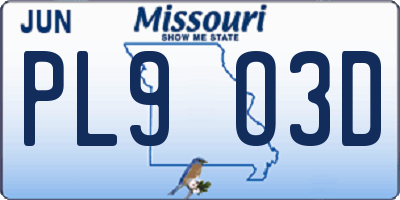 MO license plate PL9O3D