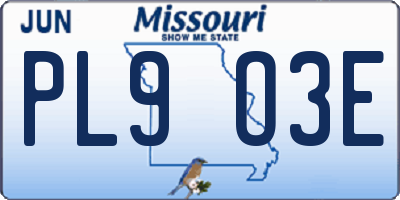 MO license plate PL9O3E
