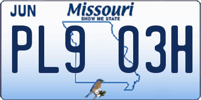 MO license plate PL9O3H