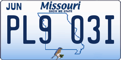 MO license plate PL9O3I