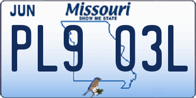 MO license plate PL9O3L
