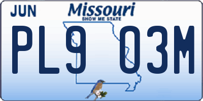 MO license plate PL9O3M