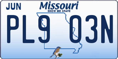 MO license plate PL9O3N
