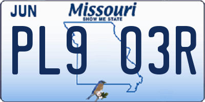 MO license plate PL9O3R