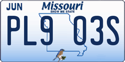 MO license plate PL9O3S