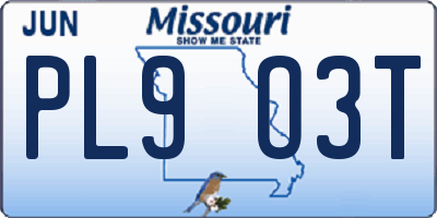 MO license plate PL9O3T