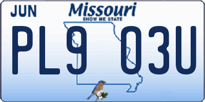 MO license plate PL9O3U