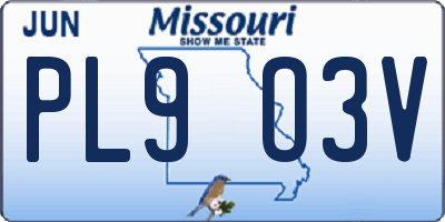 MO license plate PL9O3V