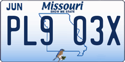 MO license plate PL9O3X