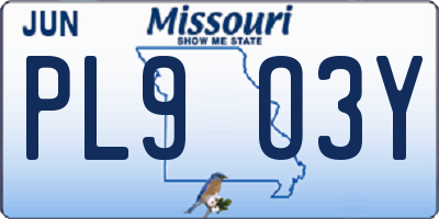 MO license plate PL9O3Y