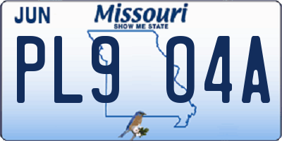 MO license plate PL9O4A