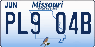 MO license plate PL9O4B