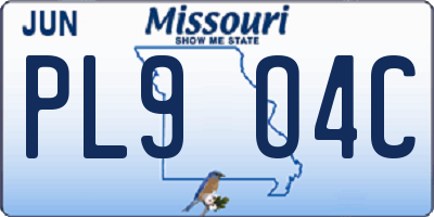 MO license plate PL9O4C