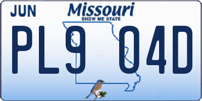 MO license plate PL9O4D