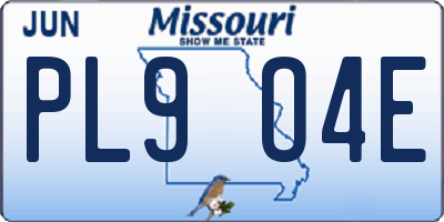 MO license plate PL9O4E