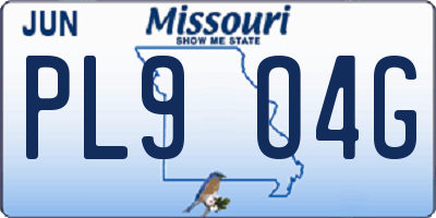 MO license plate PL9O4G