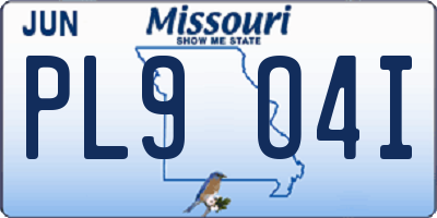 MO license plate PL9O4I