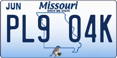 MO license plate PL9O4K