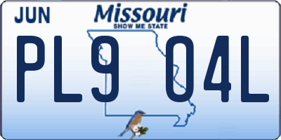 MO license plate PL9O4L