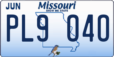 MO license plate PL9O4O