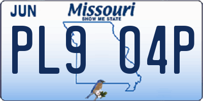 MO license plate PL9O4P