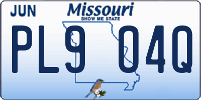 MO license plate PL9O4Q