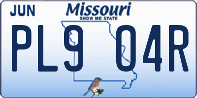 MO license plate PL9O4R