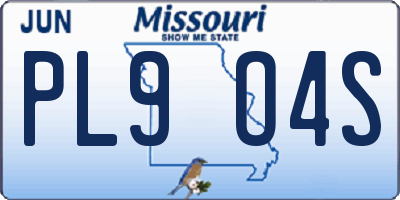 MO license plate PL9O4S