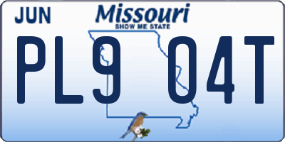 MO license plate PL9O4T