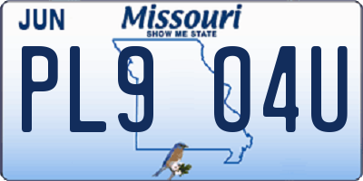MO license plate PL9O4U