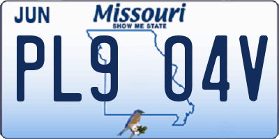 MO license plate PL9O4V