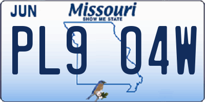 MO license plate PL9O4W