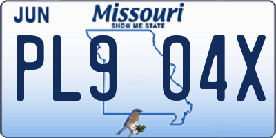 MO license plate PL9O4X
