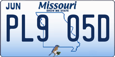 MO license plate PL9O5D