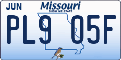 MO license plate PL9O5F