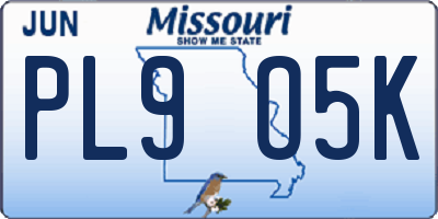 MO license plate PL9O5K