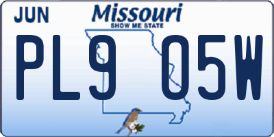 MO license plate PL9O5W