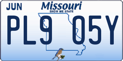 MO license plate PL9O5Y