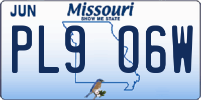 MO license plate PL9O6W