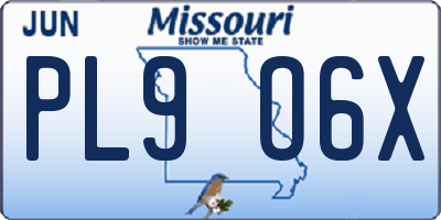 MO license plate PL9O6X