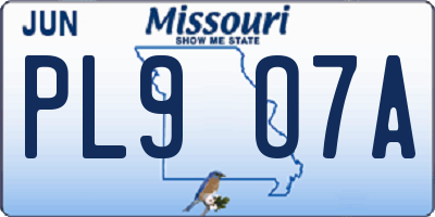 MO license plate PL9O7A