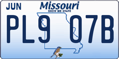 MO license plate PL9O7B