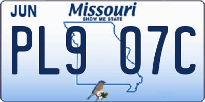 MO license plate PL9O7C