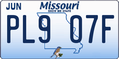 MO license plate PL9O7F